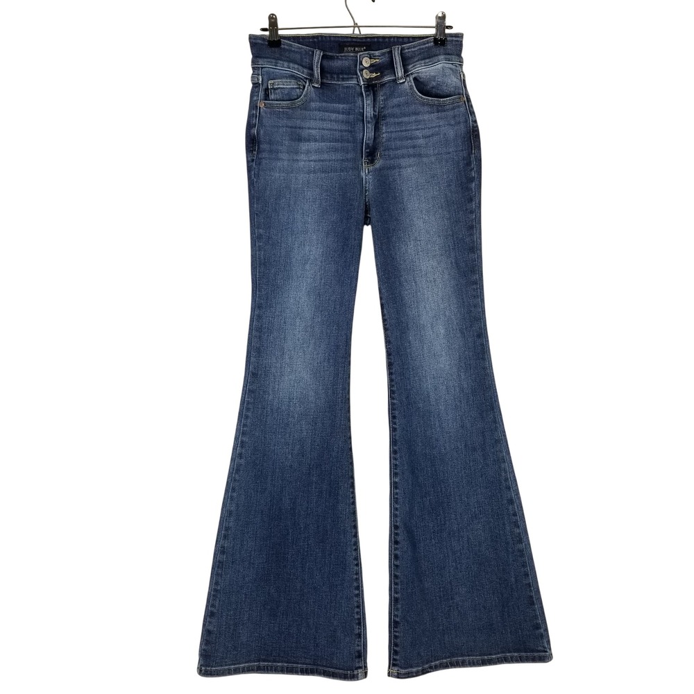 Judy Blue Flare Jeans Womens 28 Blue High Rise Double Button JB82630MD-CO
